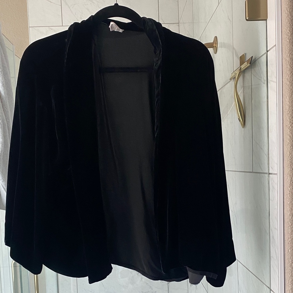 Gap Velvet Silk Short Cardigan Kimono-Sleeve Topper Shrug Open-Front Sweater Top